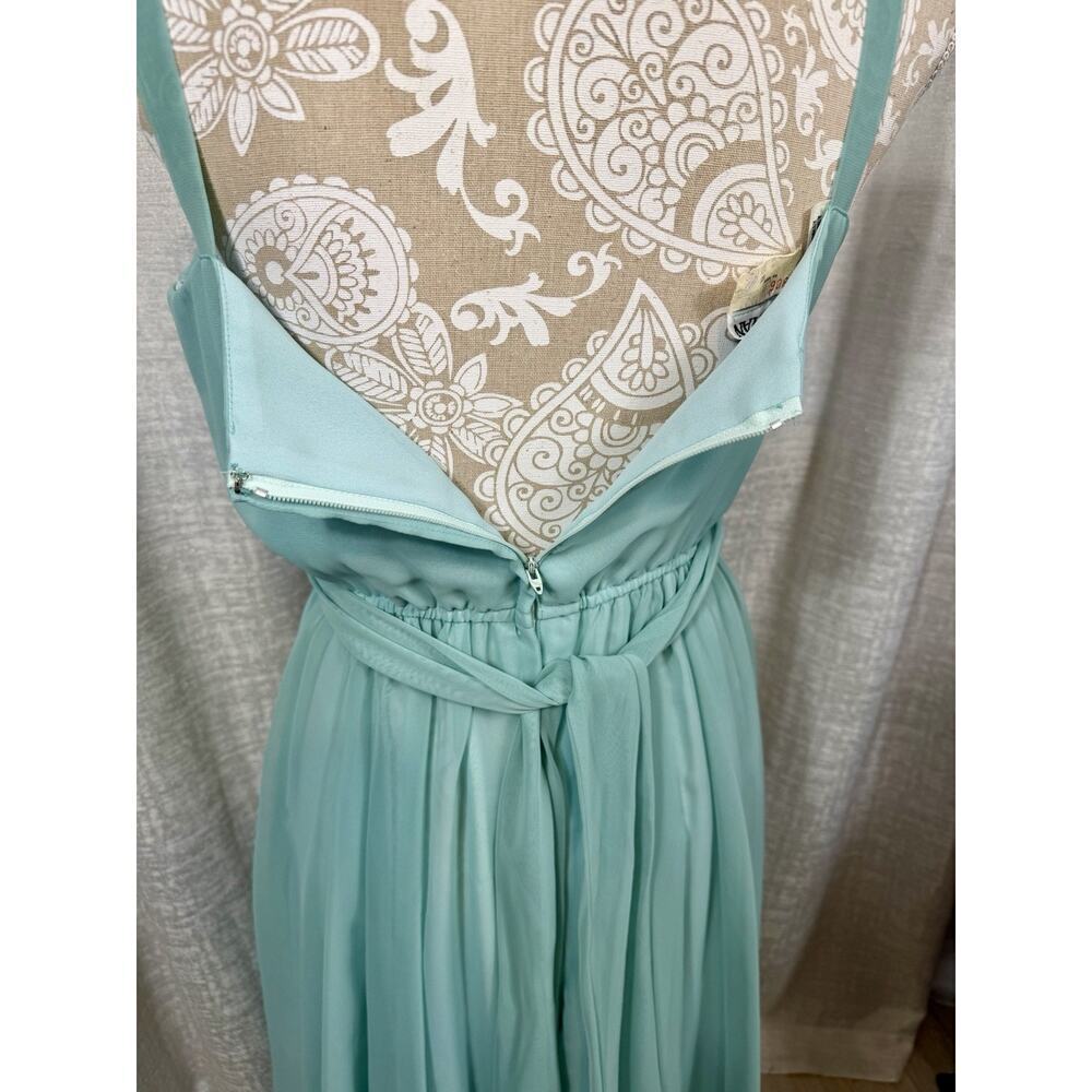 Jack Bryan Seafoam Chiffon Maxi Dress w/ Beaded Sheer Jacket – Size 10 - Picture 7 of 15